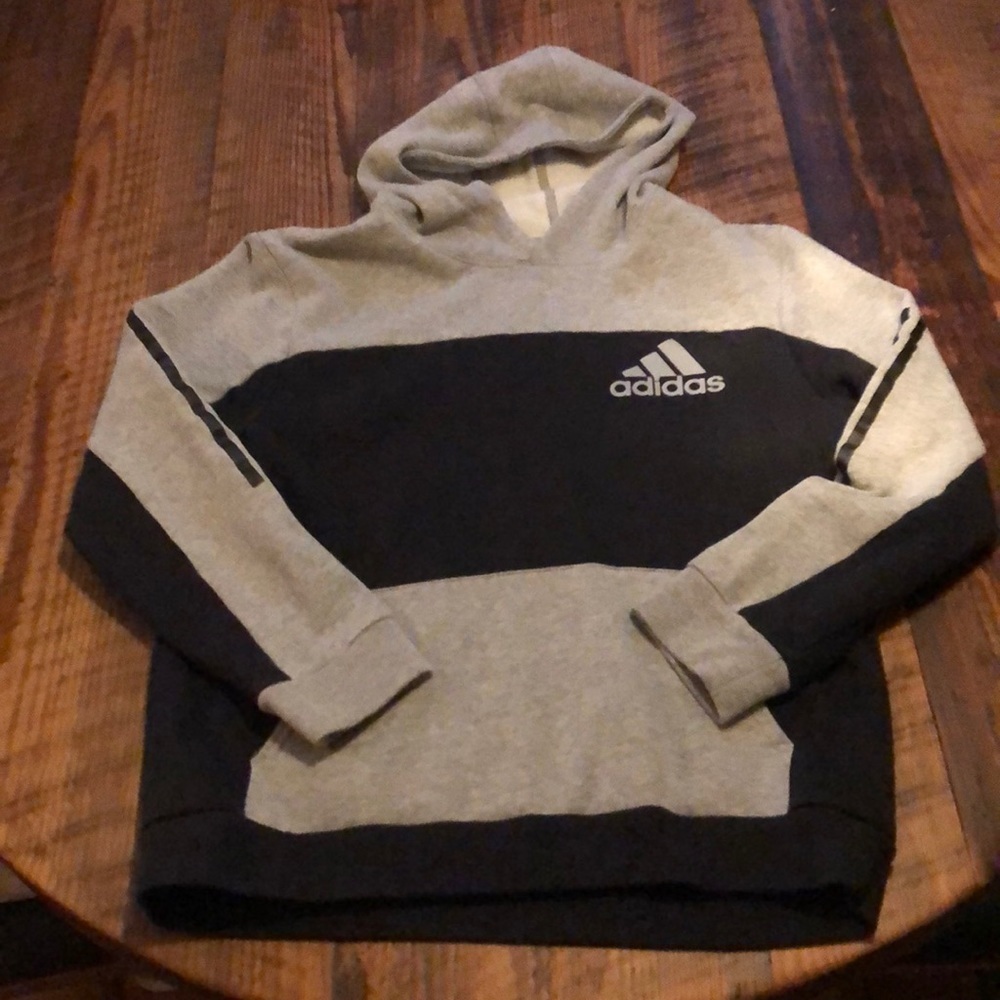Adidas Sweatshirt Hoodie Boys XL 18/20 black and gray